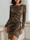Obleka Bodycon z Leoparjem