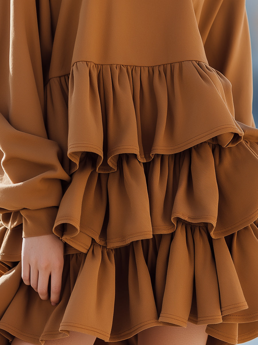 Karamele Ruffled Tiered Mini Obleka