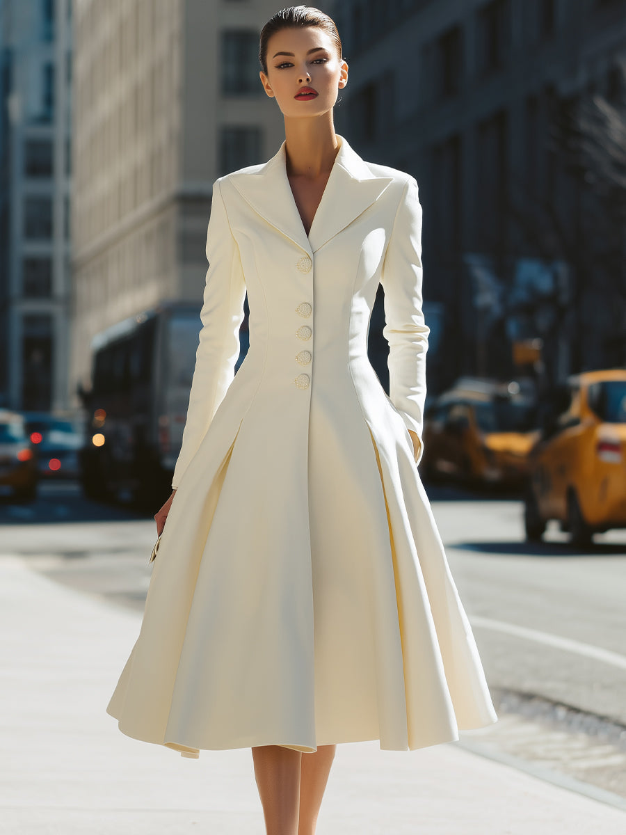 Ivory Dolgi Blazer Oblek S Plisiranim Krilom