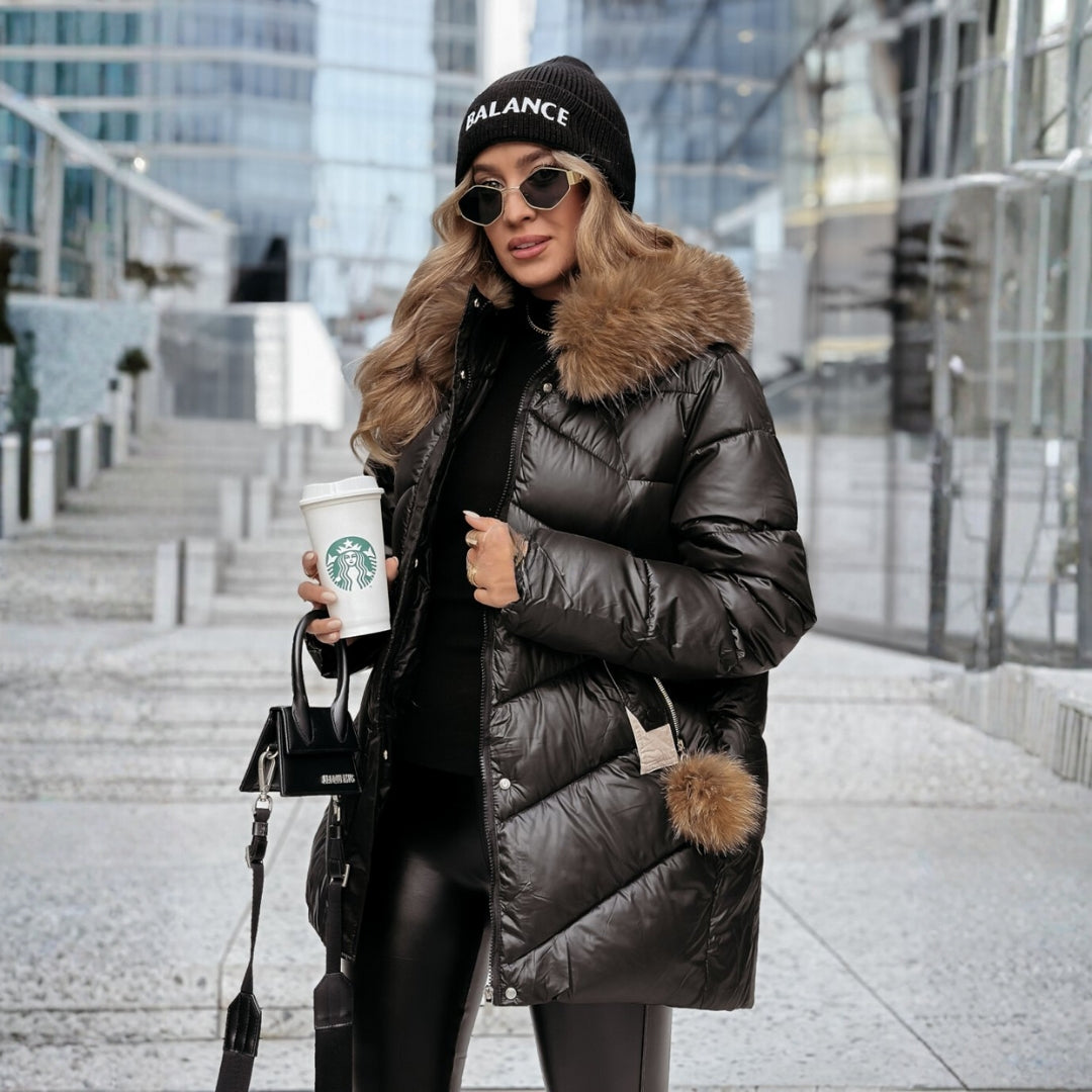 Elsa | dolga zimska plašč s pasom in elegantnim krojem