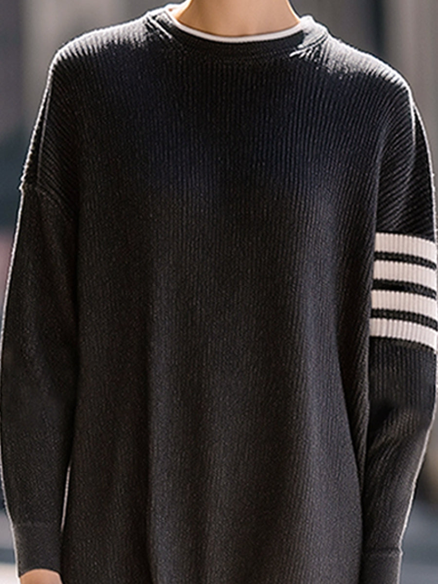 Stripe-detail Ribo-pletena obleka