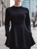 Strukturirana peplum pletena majica z dolgimi rokavi