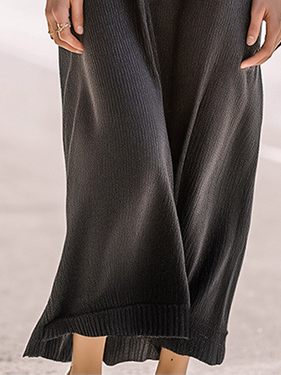 Stripe-detail Ribo-pletena obleka