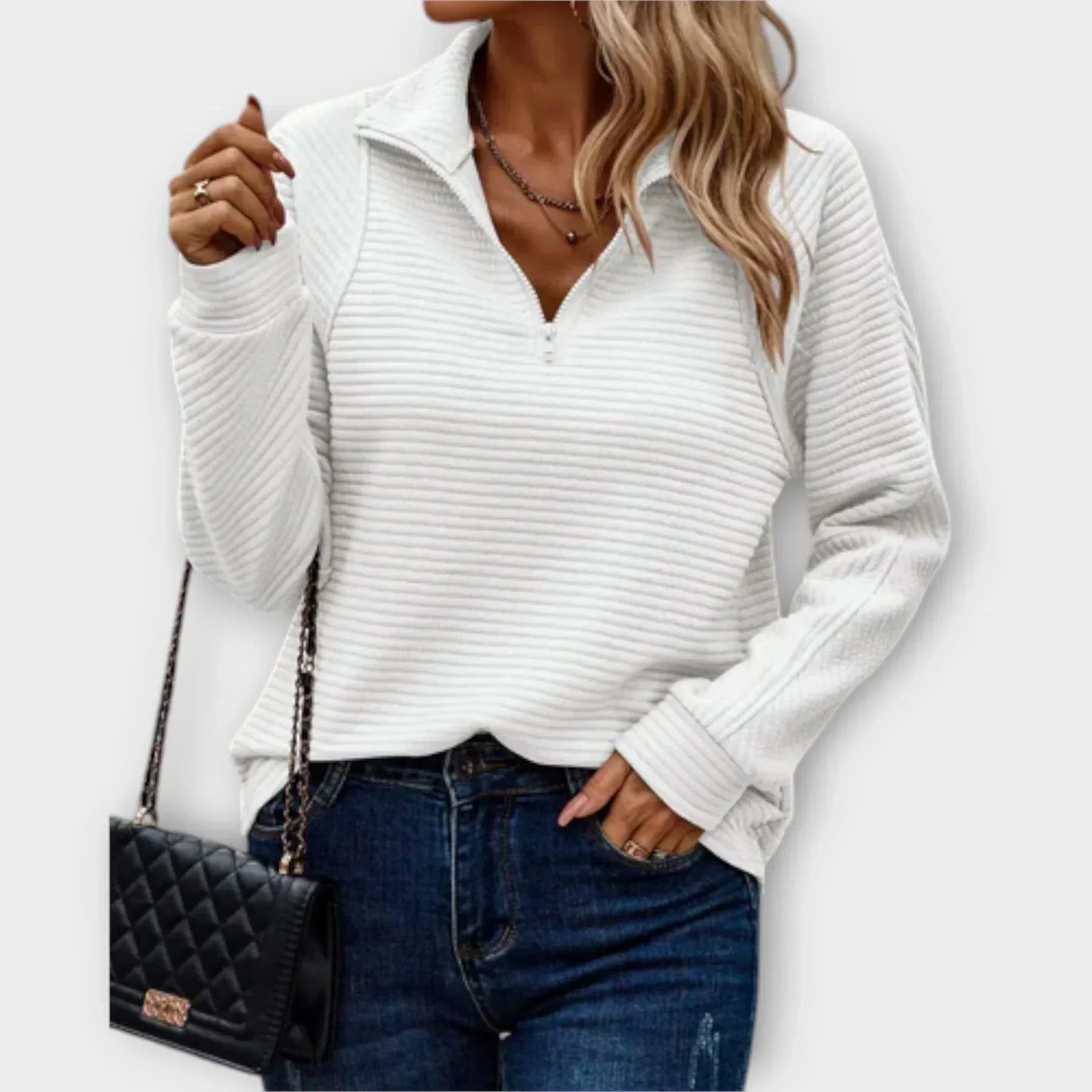 Olivia | Pulover s pol zadrgo