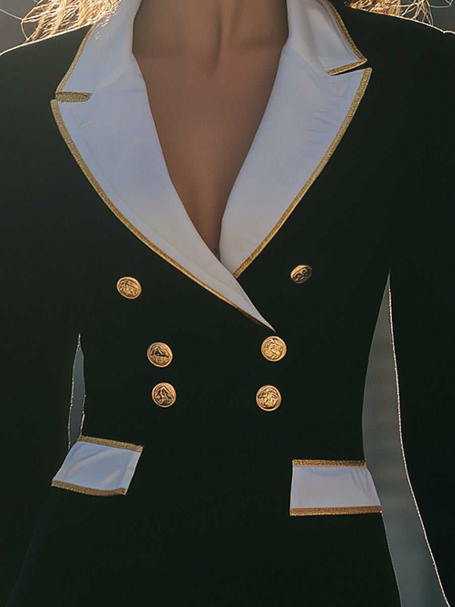 Črna Blazer Obleka Z Belim Ovratnikom