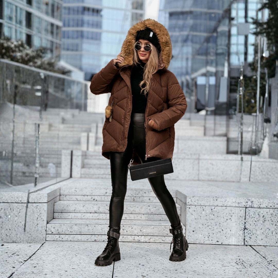 Elsa | dolga zimska plašč s pasom in elegantnim krojem