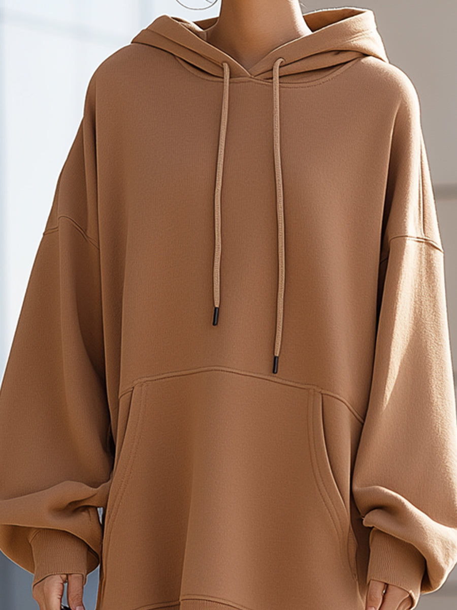 Kamelji Oversized Hoodie Obleka
