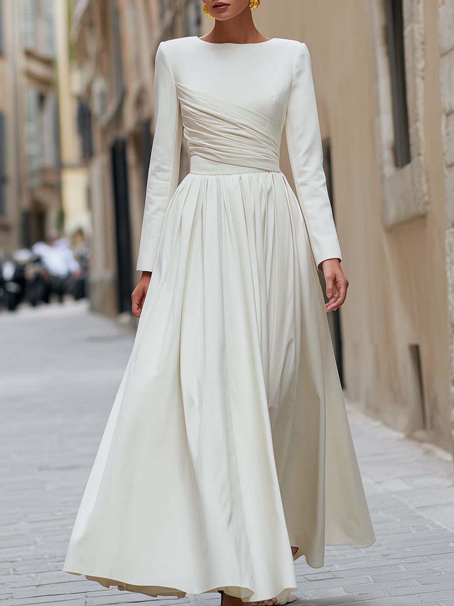 Ivory Maxi obleka z dolgimi rokavi