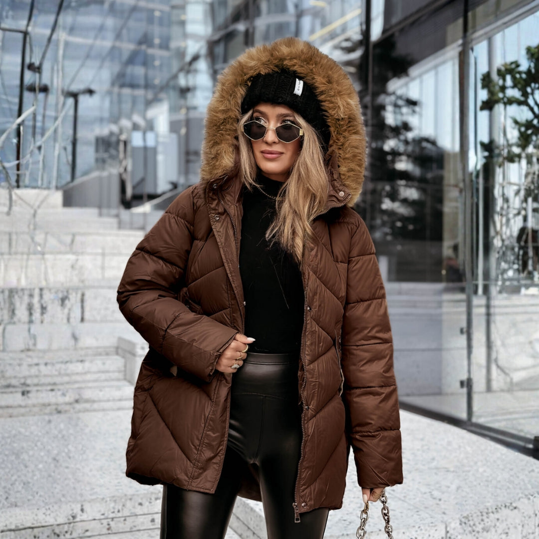 Elsa | dolga zimska plašč s pasom in elegantnim krojem