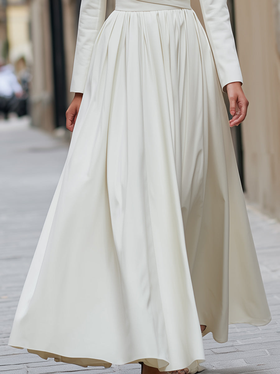 Ivory Maxi obleka z dolgimi rokavi