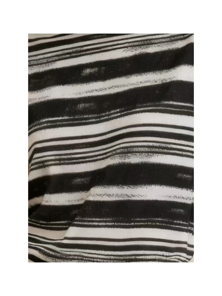 Črtasta obleka Bodycon z dolgimi rokavi