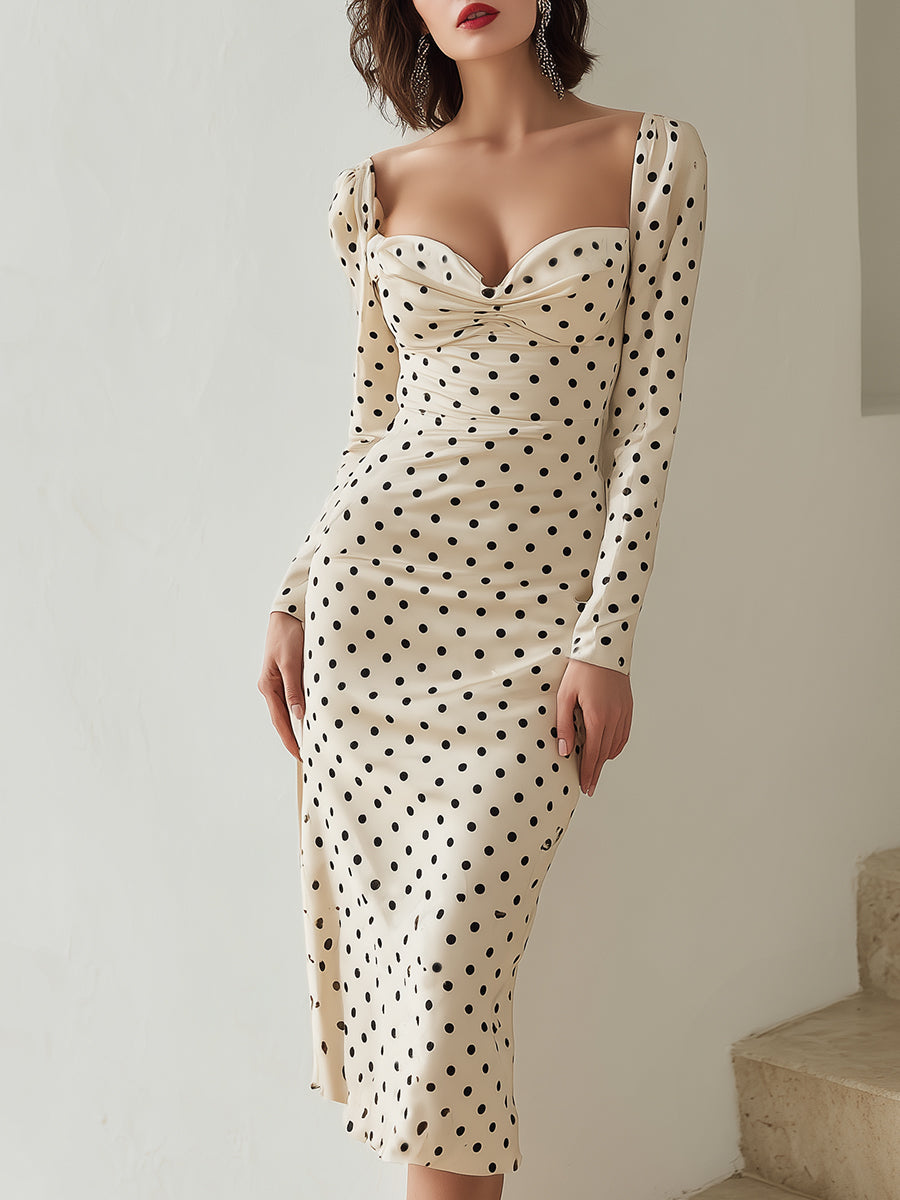 Elegantna midi obleka s pikami