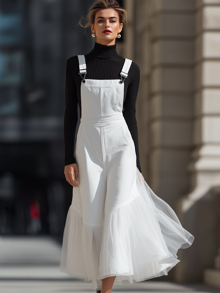 Elegantne bele trake na tkanini iz denima