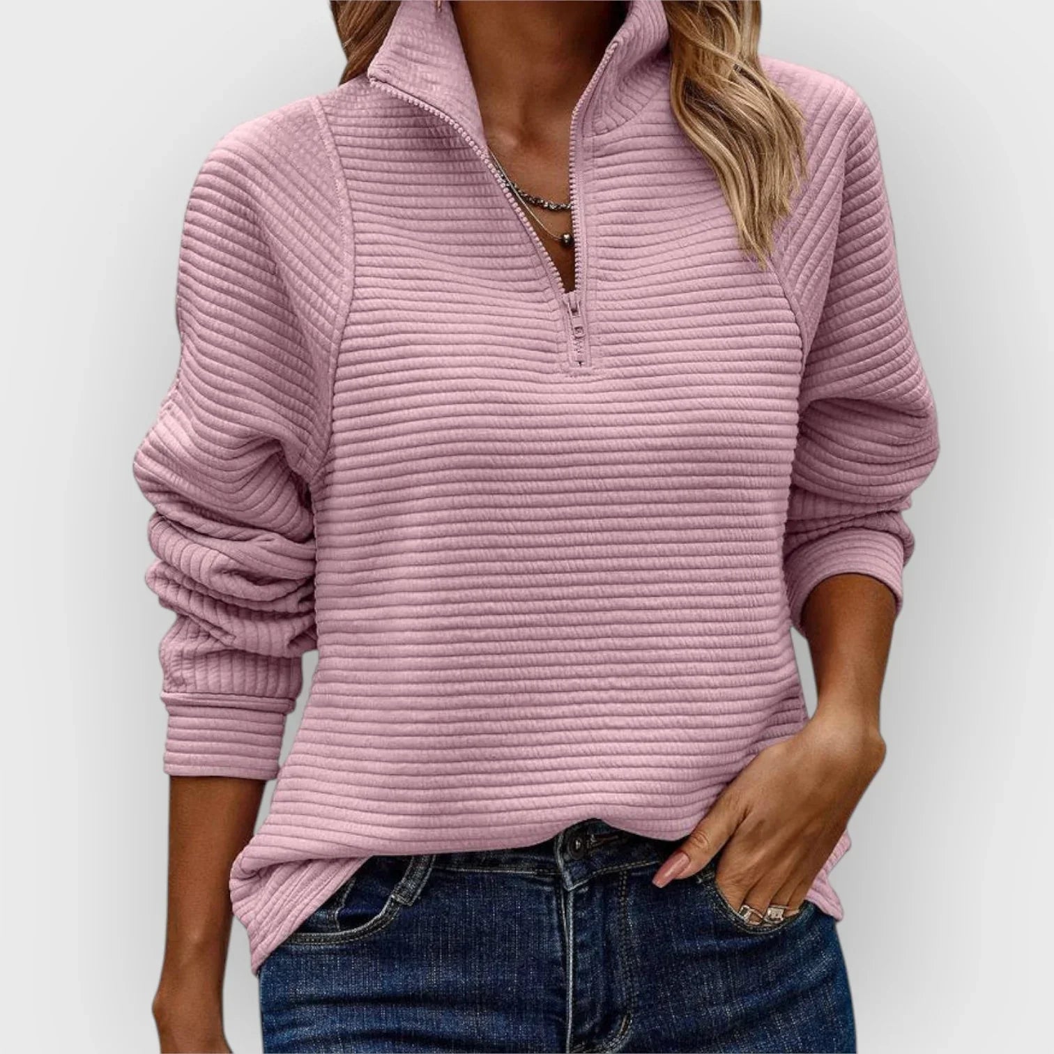 Olivia | Pulover s pol zadrgo