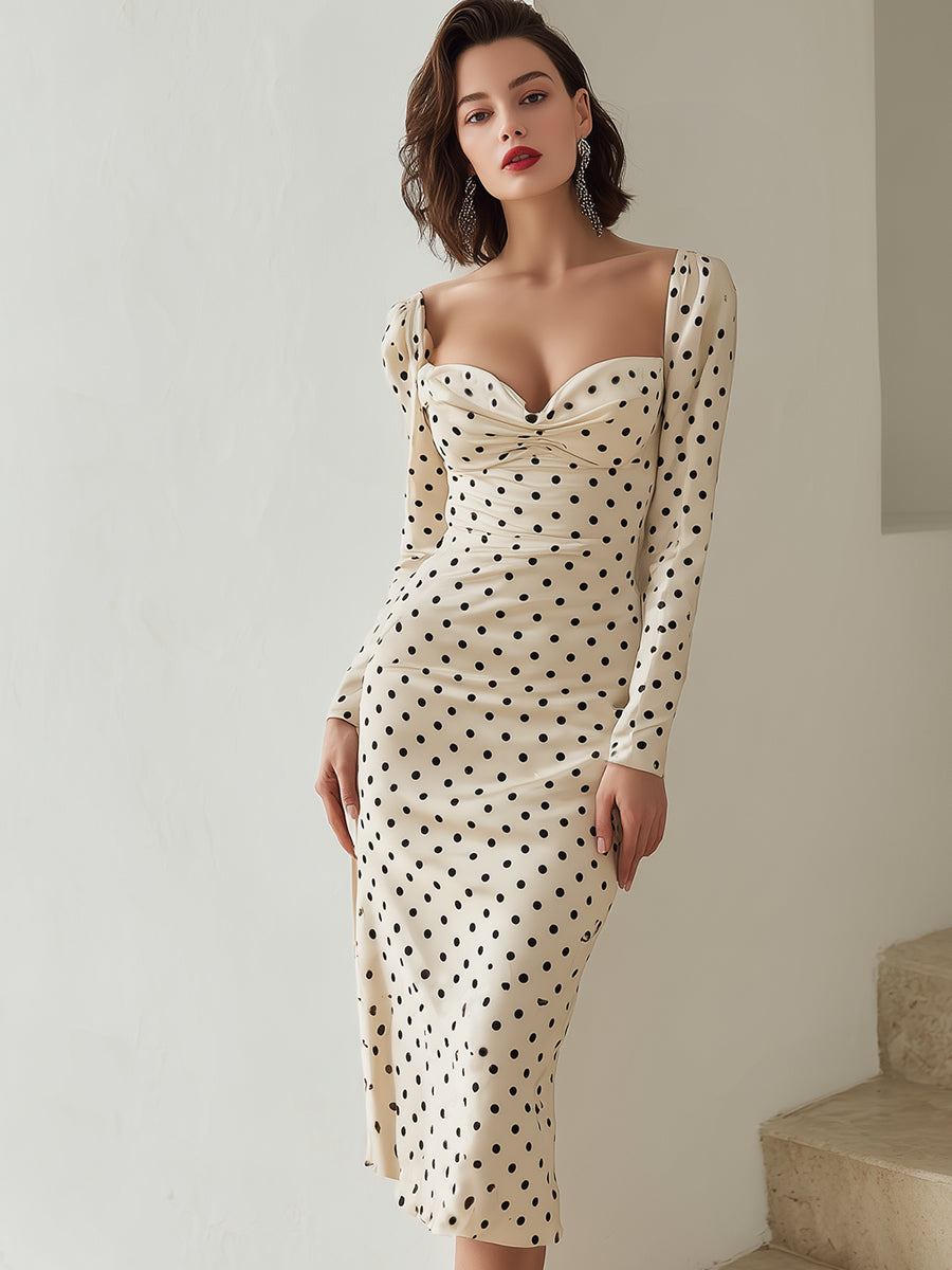 Elegantna midi obleka s pikami