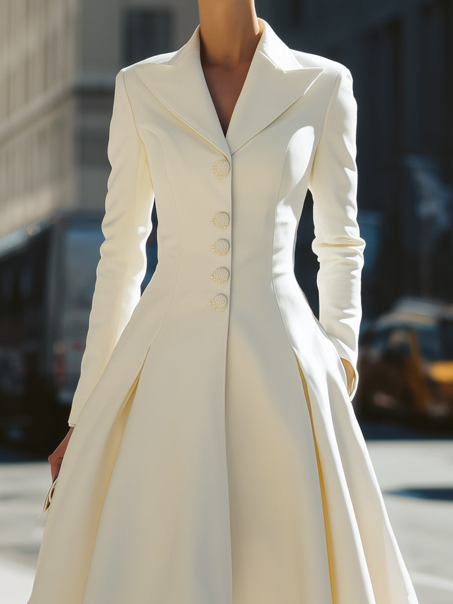 Ivory Dolgi Blazer Oblek S Plisiranim Krilom