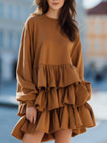 Karamele Ruffled Tiered Mini Obleka