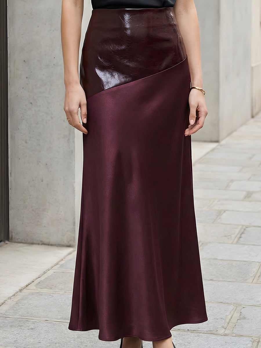 Burgundska maxi krila s sijajnimi paneli iz satena