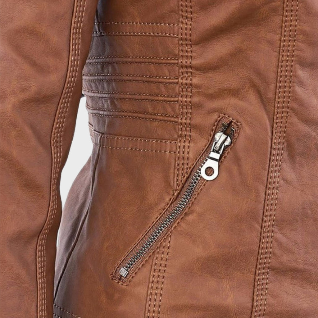 Alenka - Brezčasna Kožna Jakna Za Ženske S Kapuco