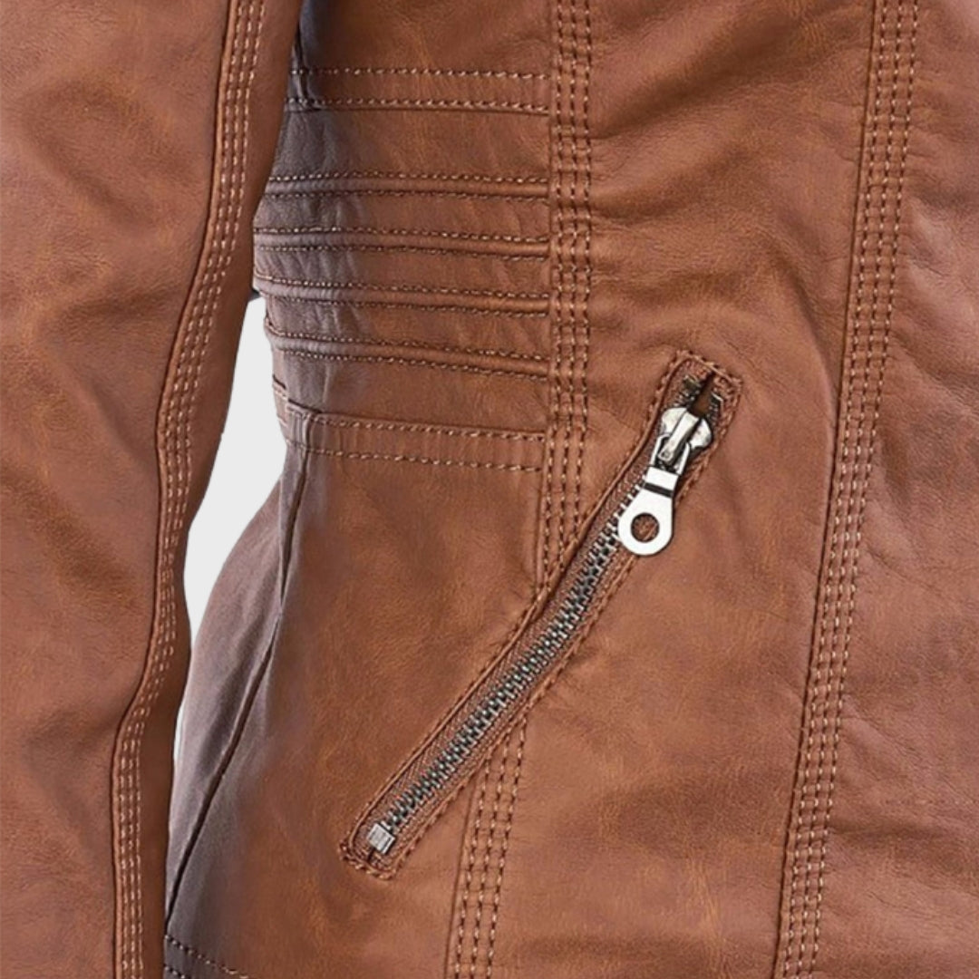 Alenka - Brezčasna Kožna Jakna Za Ženske S Kapuco