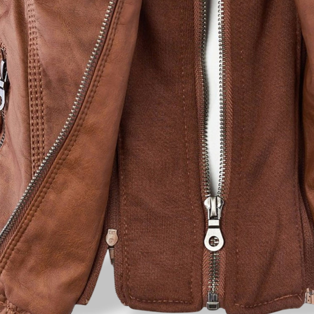 Alenka - Brezčasna Kožna Jakna Za Ženske S Kapuco