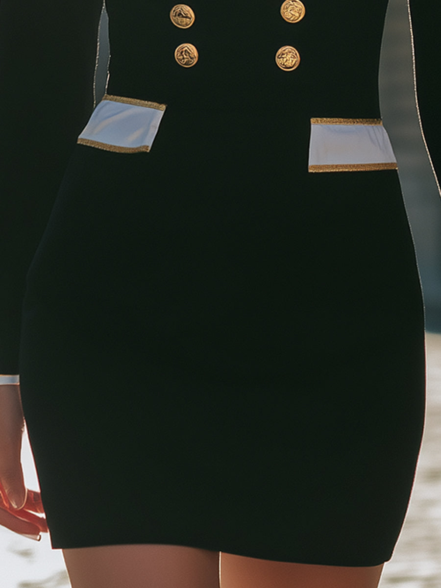 Črna Blazer Obleka Z Belim Ovratnikom