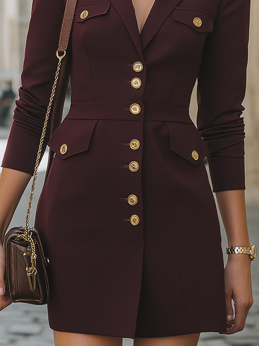 Blazer obleka v vojaškem slogu Merlot