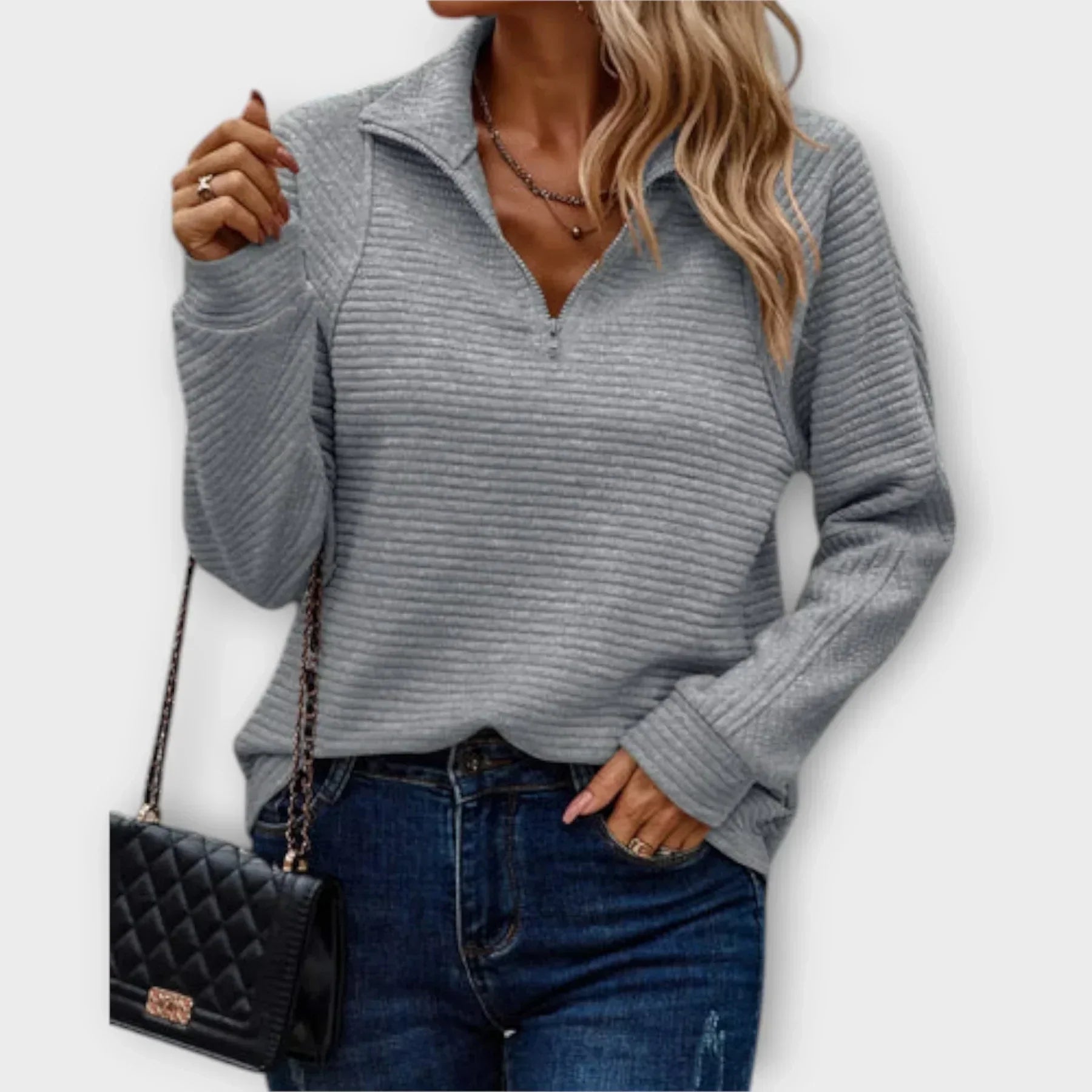 Olivia | Pulover s pol zadrgo