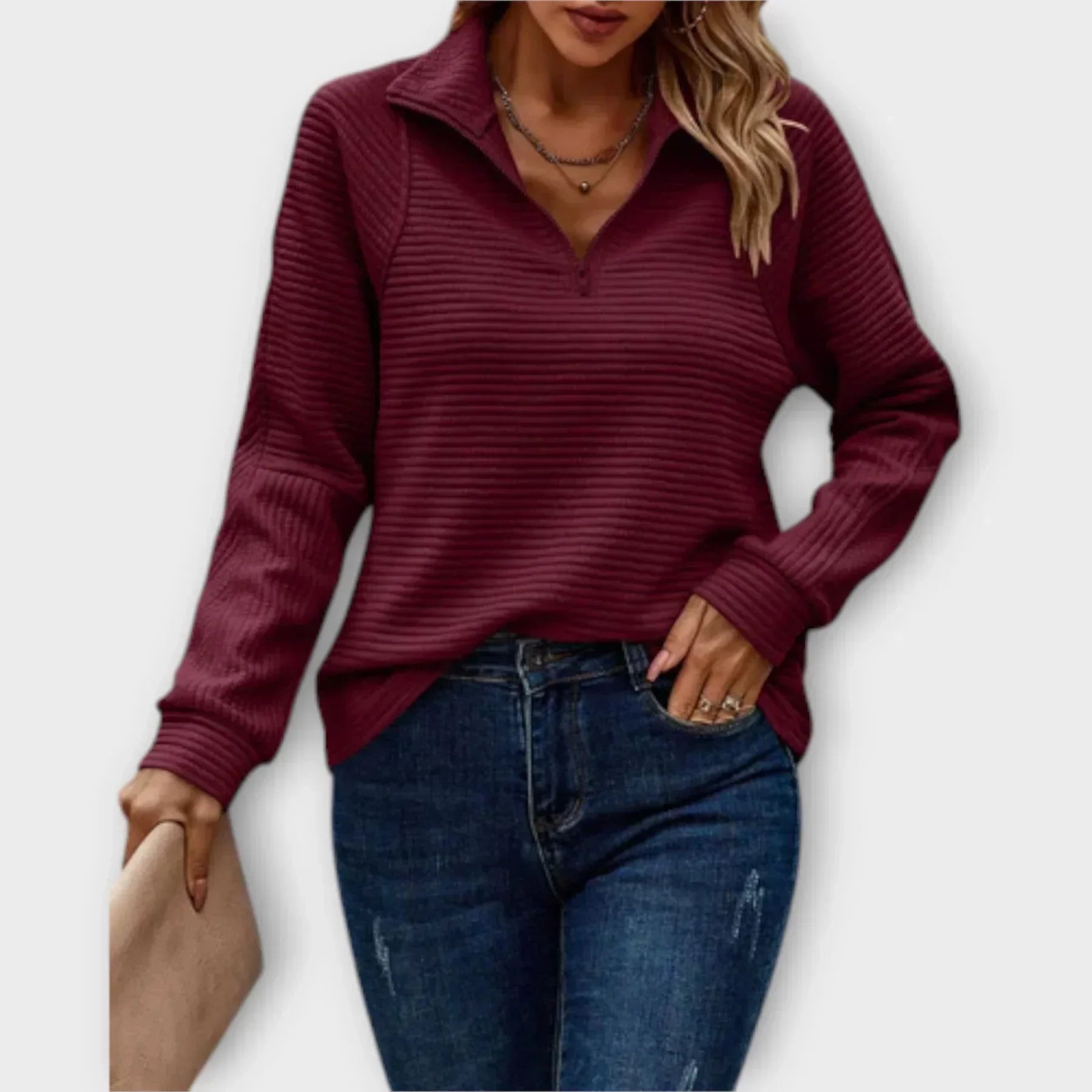 Olivia | Pulover s pol zadrgo