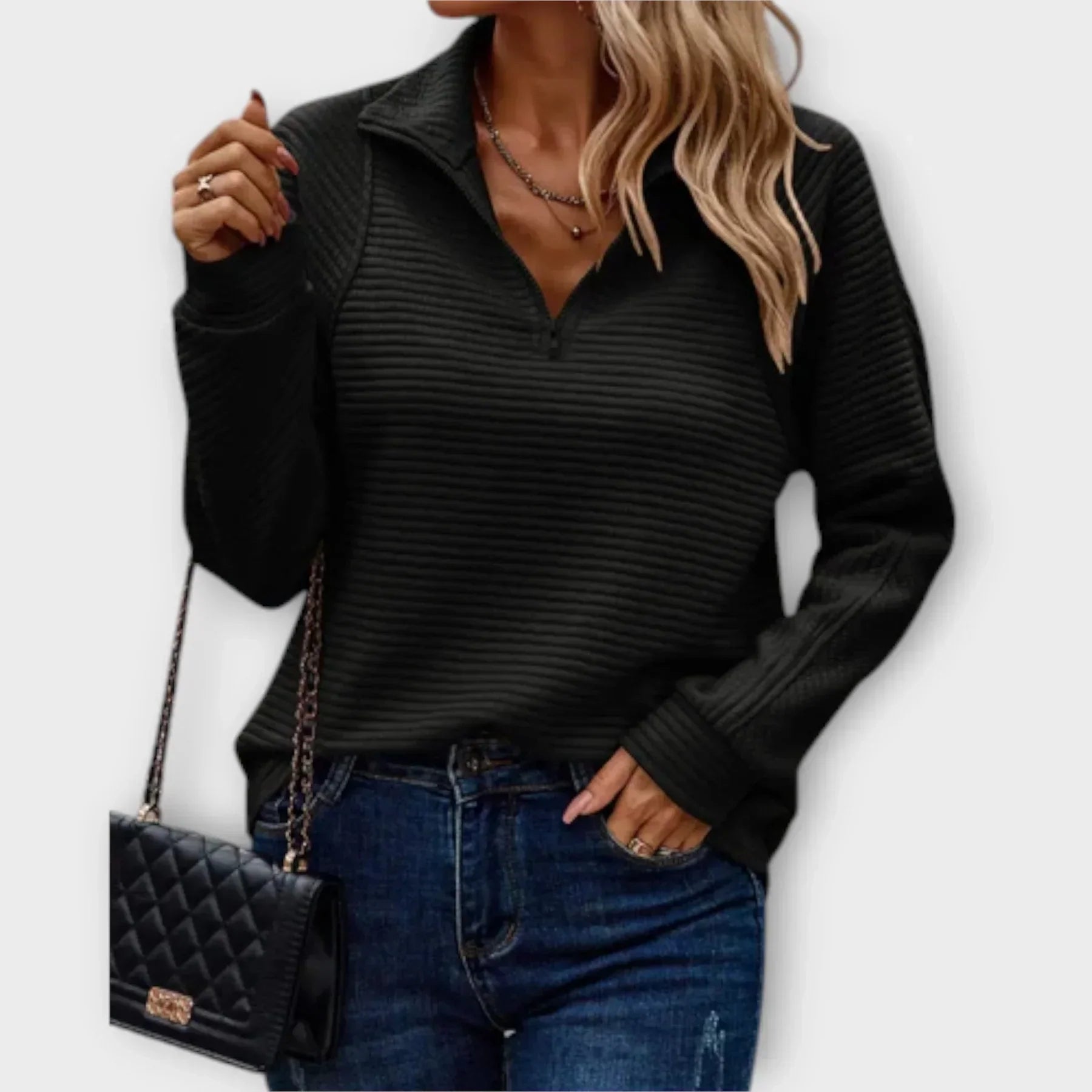 Olivia | Pulover s pol zadrgo